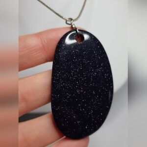 Navy / Black Goldstone Sterling Silver Necklace
